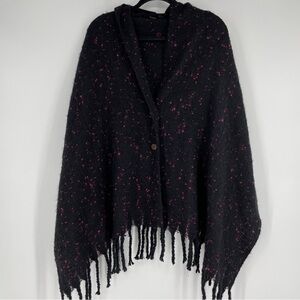 Tahari Fringe Button Shawl poncho